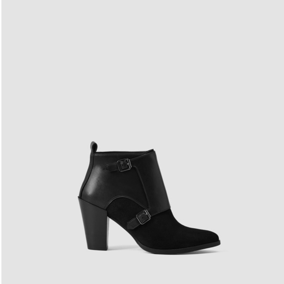 All Saints Black Leather Suede Charnock Ankle Boot - Picture 4 of 8